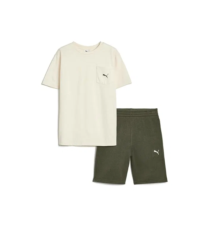 Спортивный костюм Pocket T-shirt & Fleece Short Set PUMA Kids, Alpine Snow