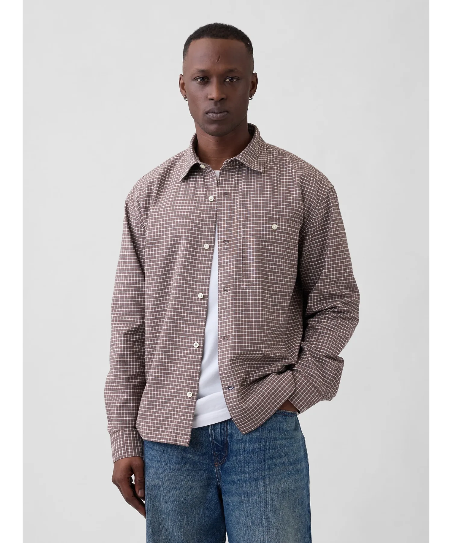 Мужская рубашка Oxford Box Fit GAP коричневый