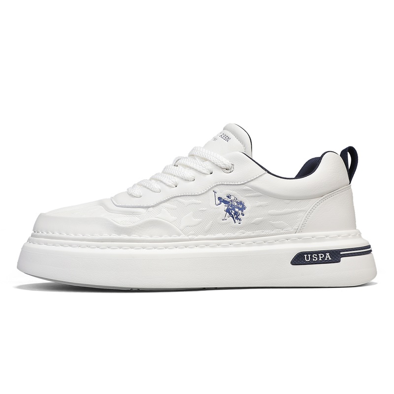 

U.S. POLO ASSN. Нескользящие, износостойкие, легкие, дышащие низкие кроссовки для скейтбординга, мужские, белые и синие