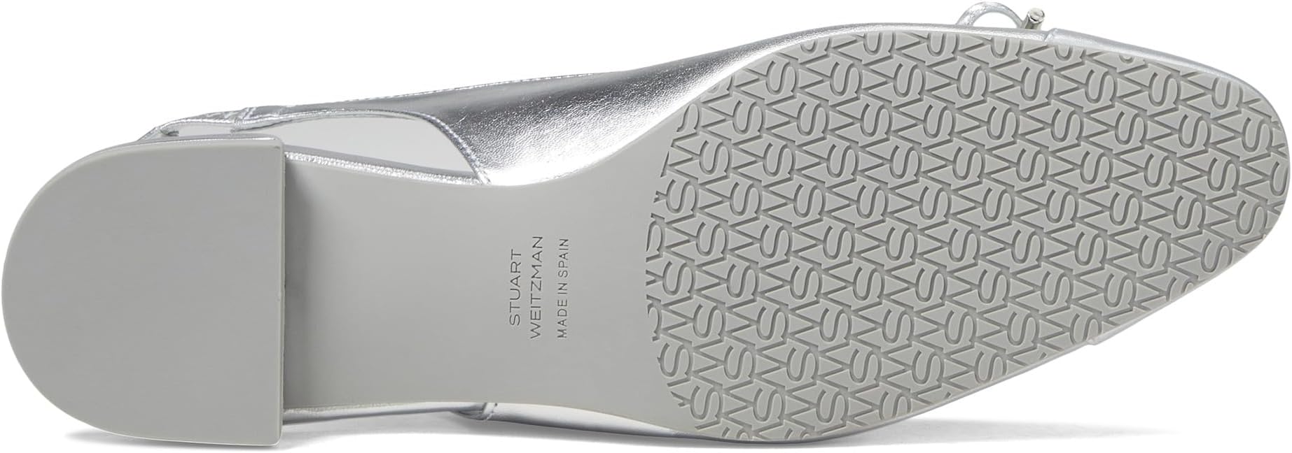 Балетки Stuart Weitzman Sleek Bow Slingback Flat, серебряный — фото 3