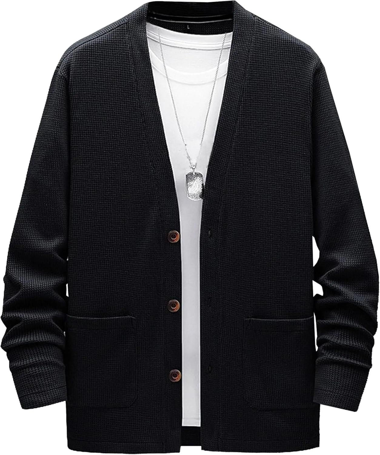 

Мужской длинный кардиган с v-образным вырезом, кабельная вязка, slim fit