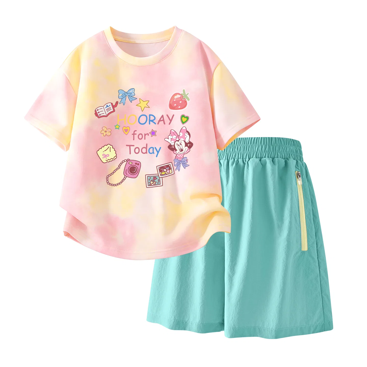 Детский спортивный костюм Casual Sportswear 2 Piece Set Disney, Di Hua Ji K Twilight Blue+Solid Color Mint Green — фото 3