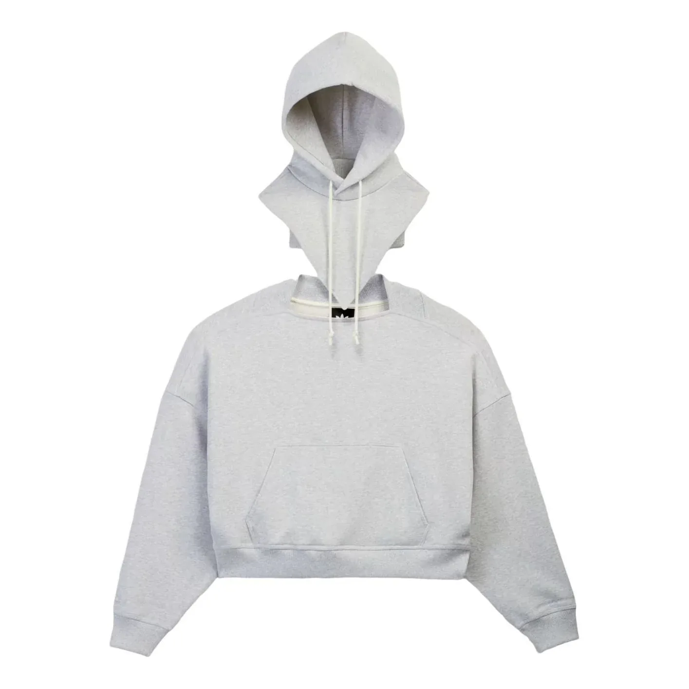 Толстовка-балаклава с капюшоном Adidas x Bad Bunny, цвет «светло-серый меланж»