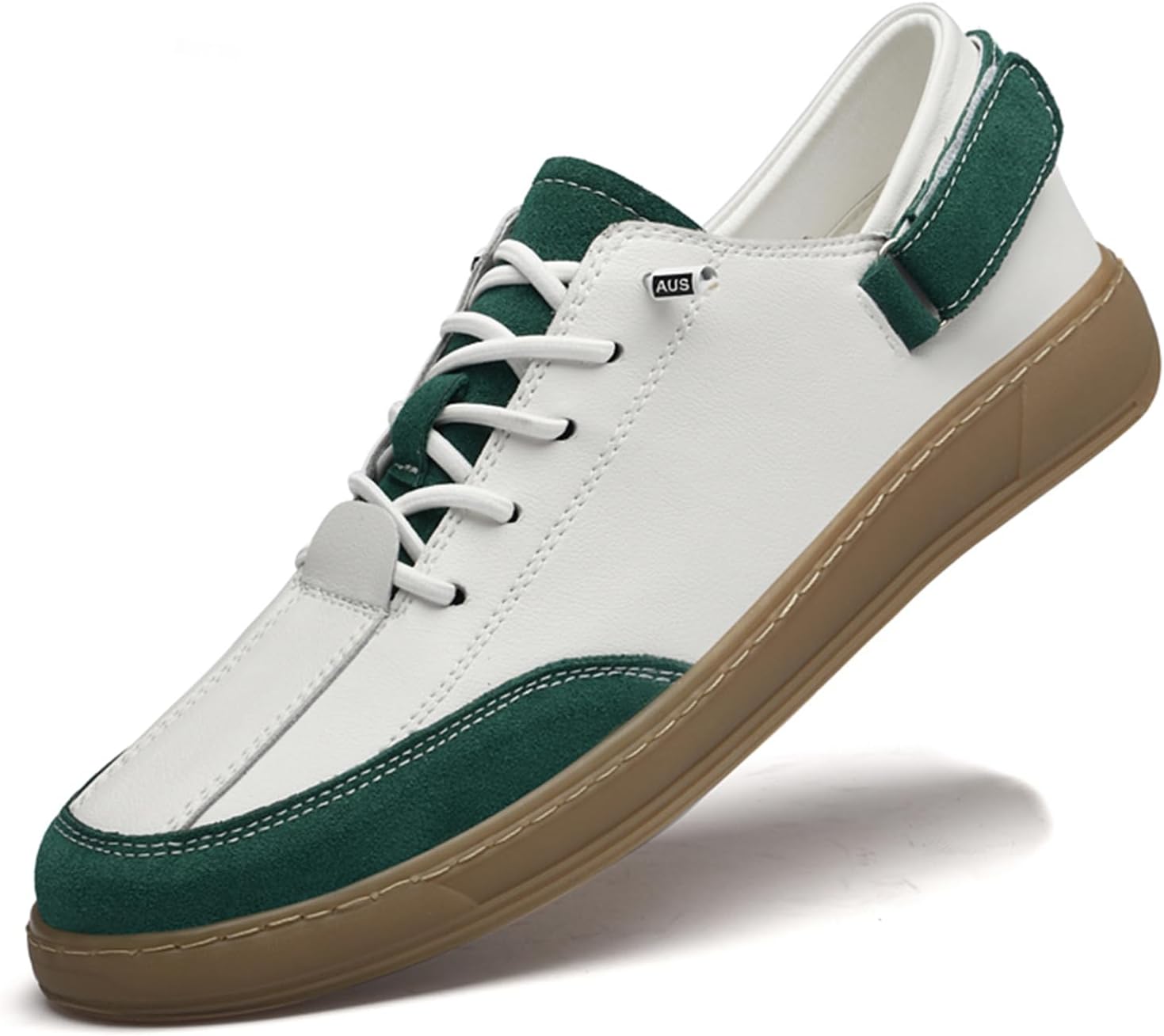 

Мужские кожаные кроссовки, мужские классические кроссовки, стильные ретро мужские повседневные деловые туфли Abborora, белый/зеленый