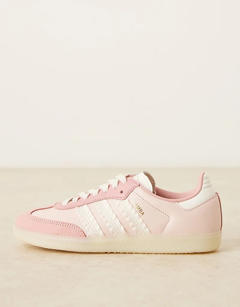 Кроссовки adidas Originals Samba OG светло-розового цвета с белыми оборками — фото 2