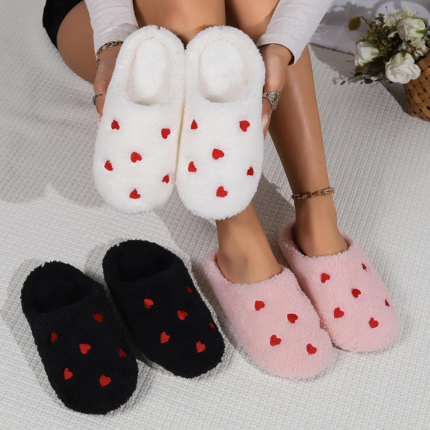 Тапочки с сердечками, Memory Foam, розовый — фото 3