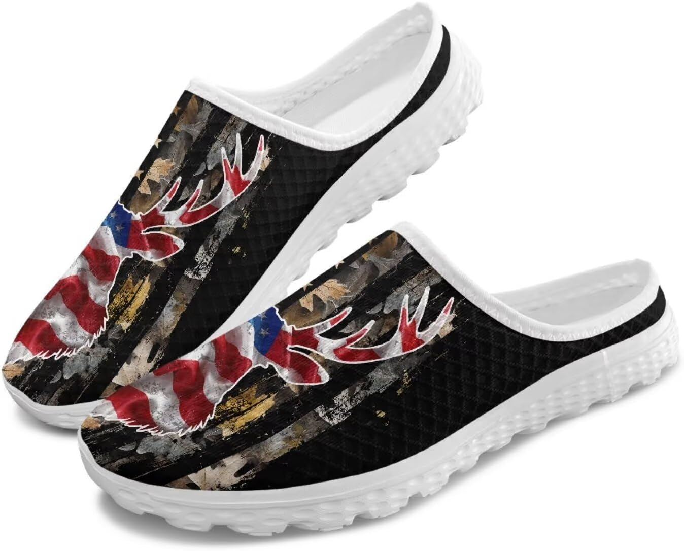 

Мужские сабо из сетки без задника с принтом - дышащие, легкие, противоскользящие, легко надеваются и снимаются, для прогулок и офиса Ocwfudsx, Flag Deer Head