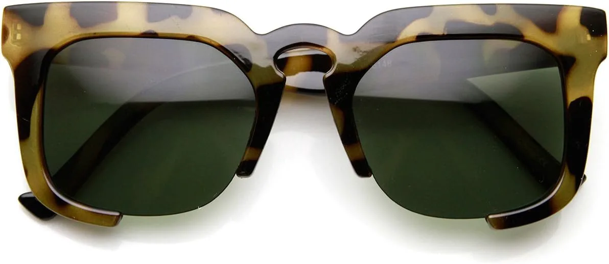 

Солнцезащитные очки zeroUV в стиле высокой моды, квадратной формы, полуободковой оправы с вырезом в форме замочной скважины и роговой оправой, Yellow-tortoise Green