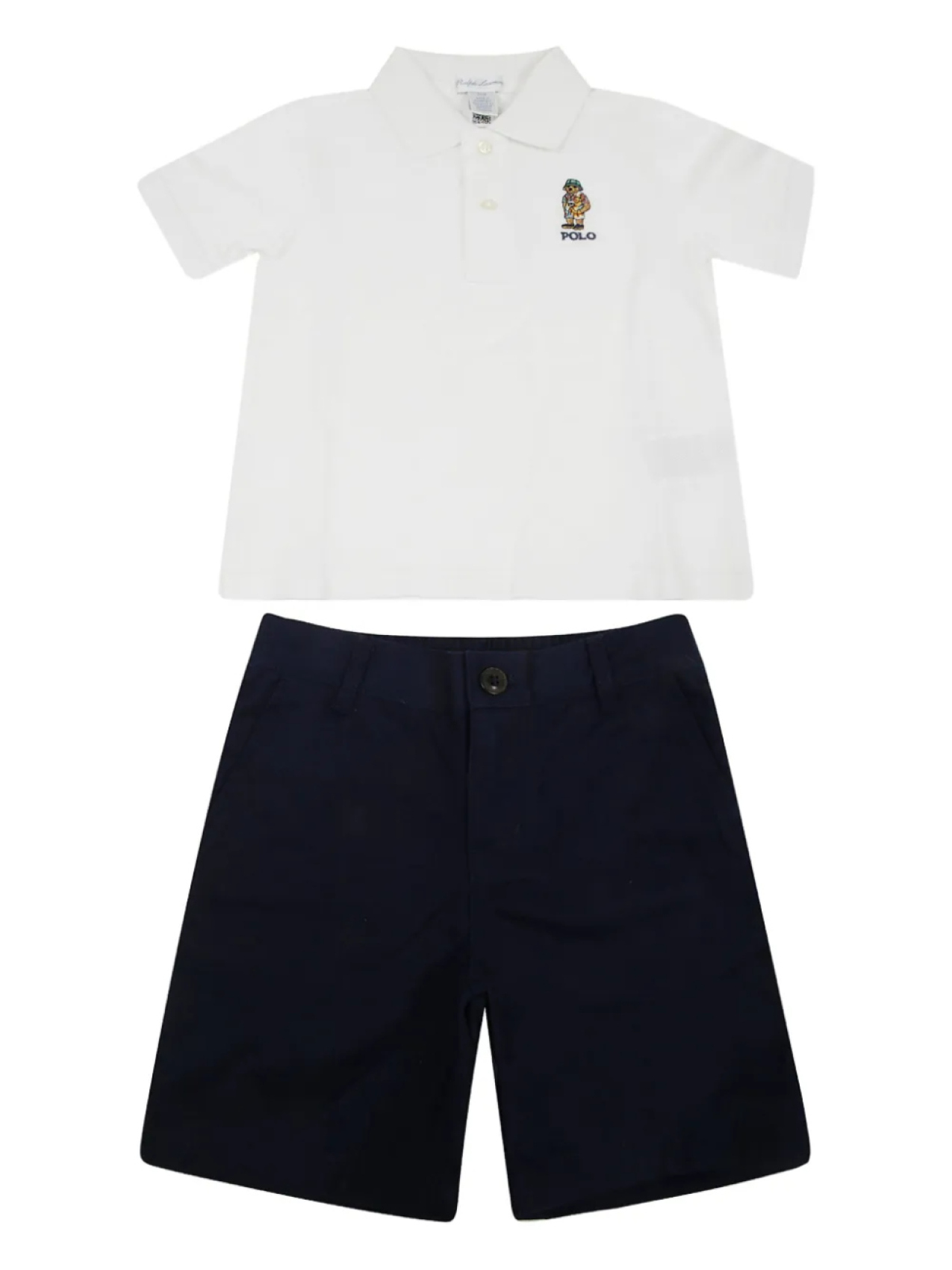

POLO RALPH LAUREN KIDS комплект из хлопковой рубашки поло и шорт, белый
