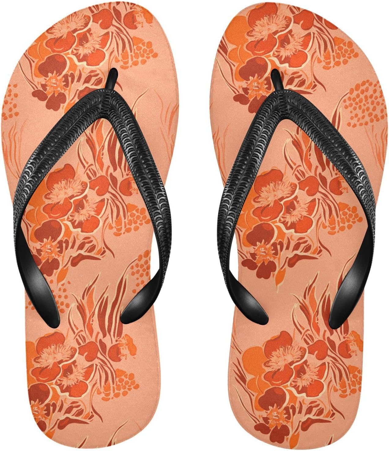 

Женские и мужские летние шлепанцы с цветочным абрикосовым принтом, пляжные резиновые сланцы с ремешком, нескользящие Sinestour, Flower Apricot