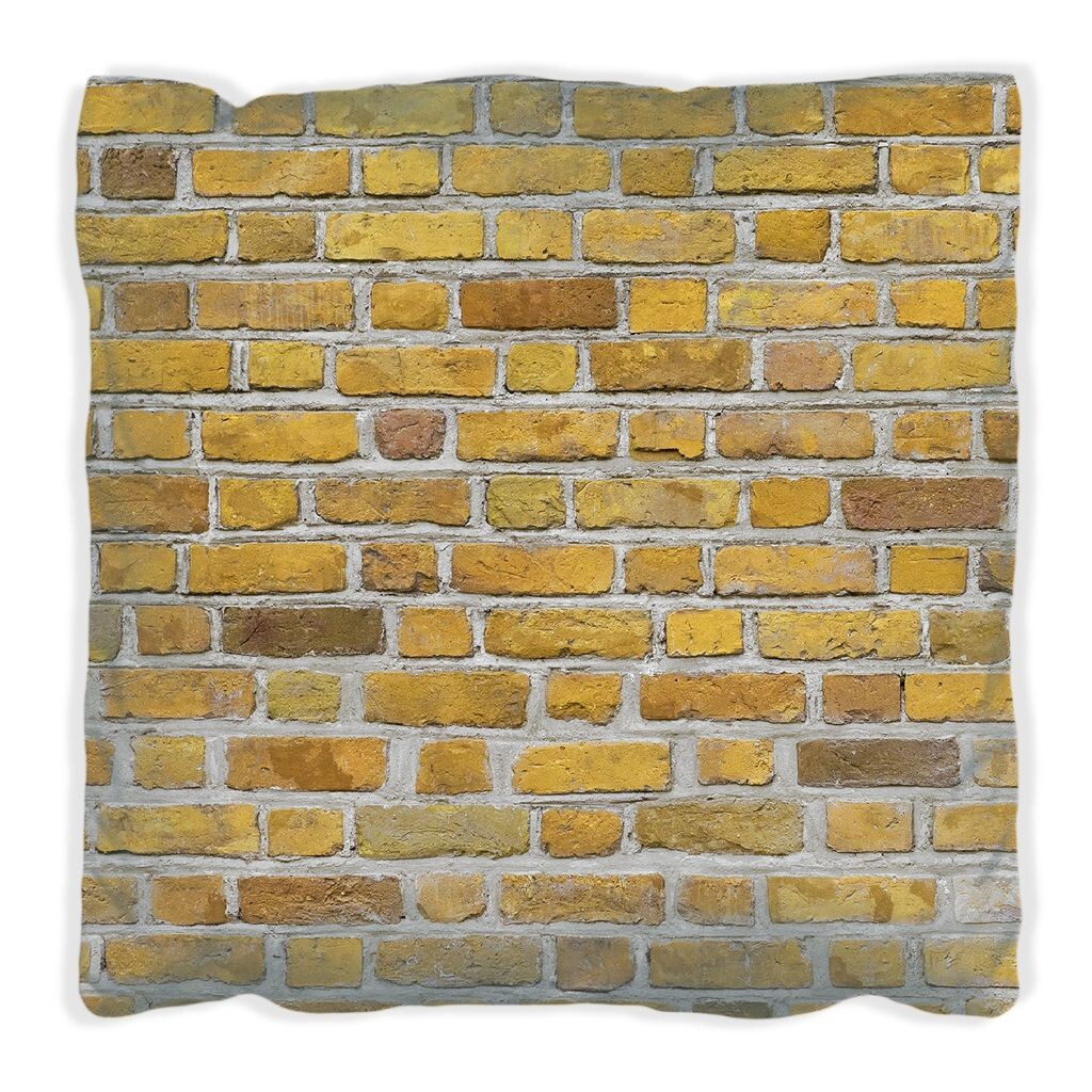 

Подушка Wallario Premium, мягкая поверхность, с мотивом кирпичной стены желтого цвета, размер: 30 x 30 см, с белой спинкой