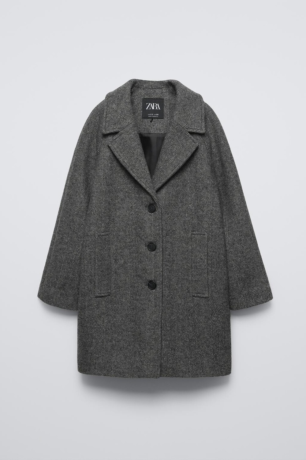 

Длинное пальто в ёлочку ZARA, угольно-серый