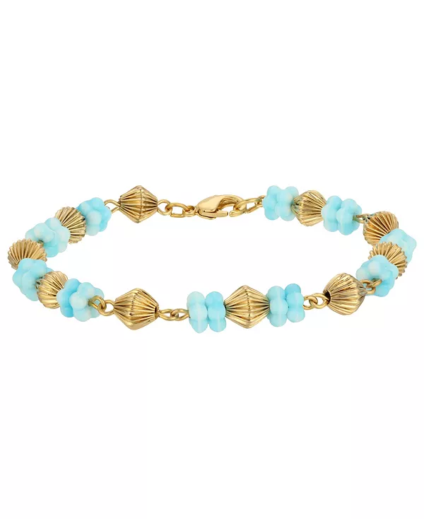 

Женский цветочный браслет из бусин 2028, blue