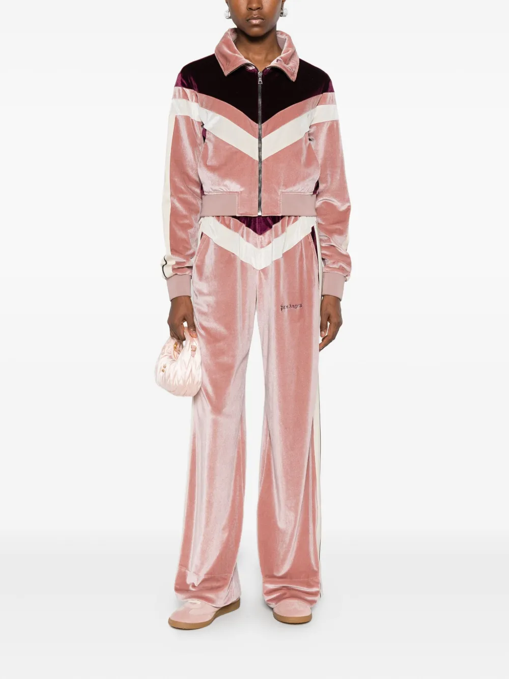Спортивная куртка из шенилла с цветными блоками Palm Angels, розовый — фото 2