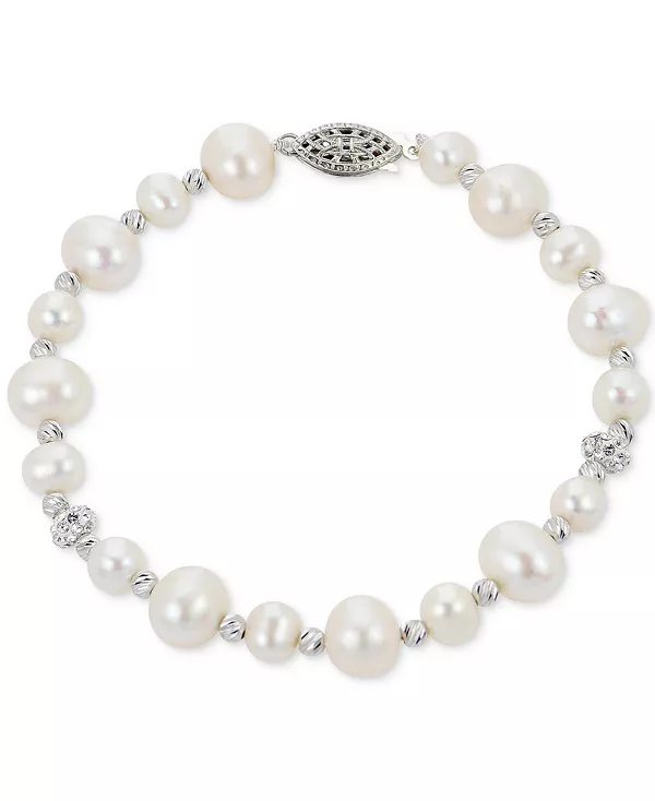 

Браслет из культивированного пресноводного жемчуга (5-6 и 8-9 мм) и кристаллов из стерлингового серебра Macy'S, silver