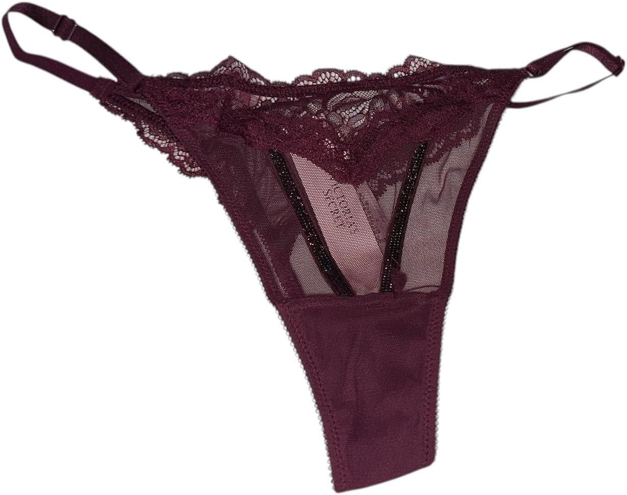 

Victoria's Secret стринги с пайетками и розой, регулируемые, цвет Maroon, Maroon/Kir