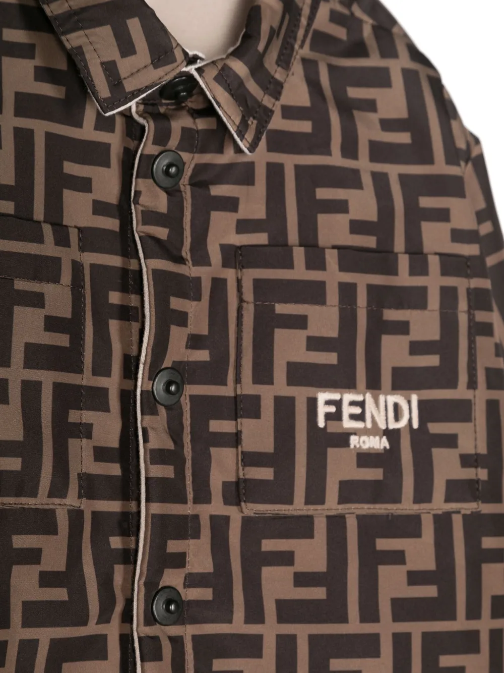 Пуховик с логотипом FENDI KIDS, коричневый — фото 3
