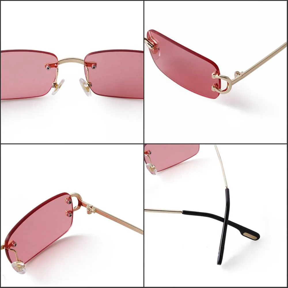 

Солнцезащитные очки LVTFCO Retro без оправы, прямоугольной формы, для женщин и мужчин, с золотой металлической оправой, защита от УФ-излучения UV400, C5 Gold Gray