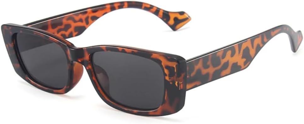 

Ретро-солнцезащитные очки маленького прямоугольного размера для женщин, популярные модные очки конфетных цветов, мужские очки с защитой от УФ-излучения UV400 HHZZYVY, Leopard Grey