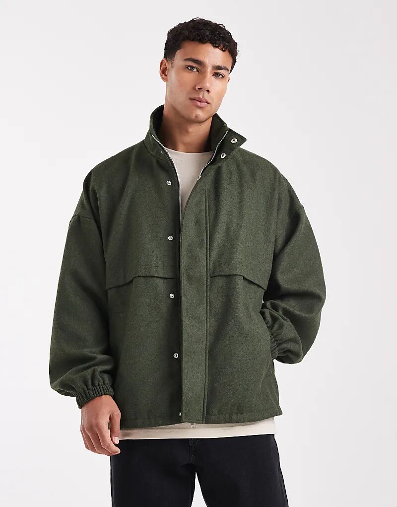 

Спортивная куртка ASOS DESIGN из искусственной шерсти цвета хаки