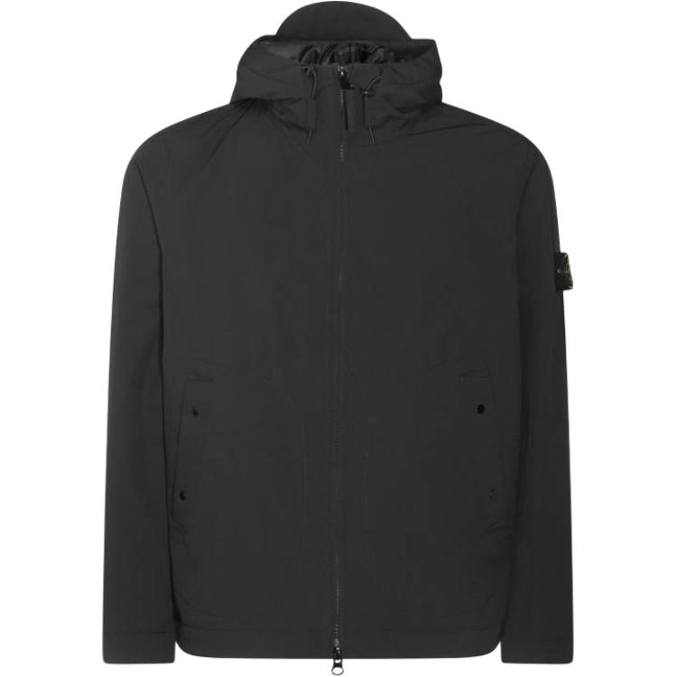 

STONE ISLAND Толстовка с капюшоном на молнии с нашивкой логотипа, Black