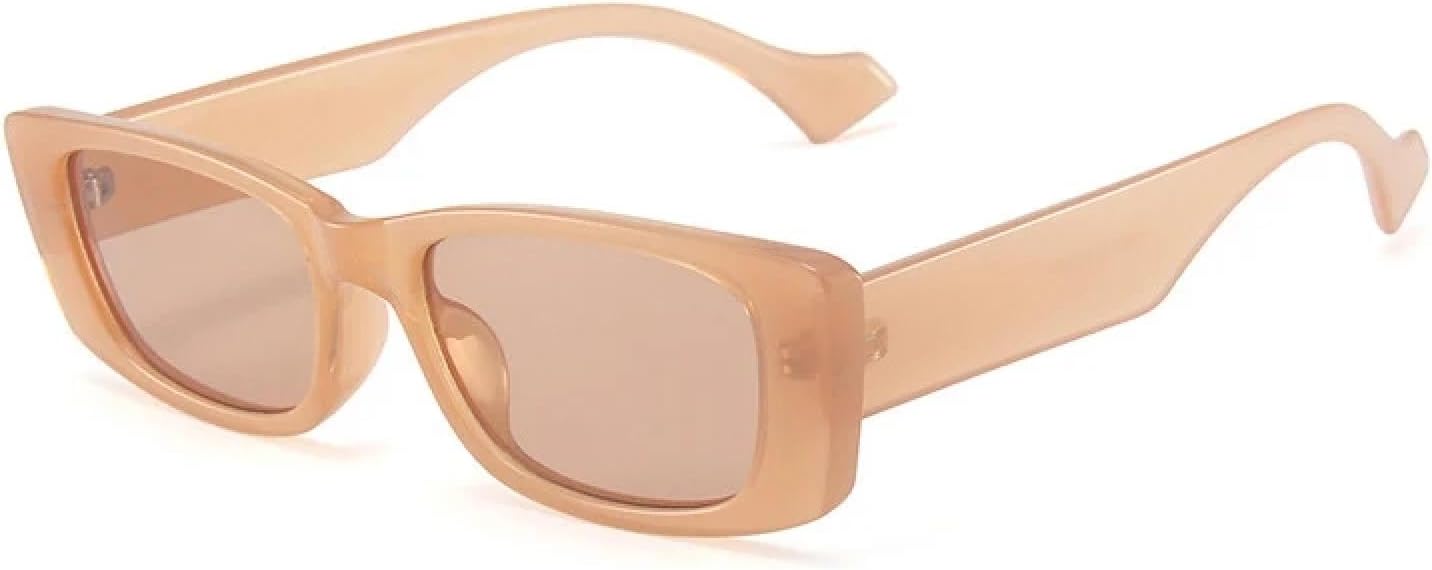 

Модные маленькие прямоугольные солнцезащитные очки для женщин в стиле ретро с оправой из геля, солнцезащитные очки для мужчин с защитой от УФ-излучения UV400 TVTBBVV, Jelly Tea