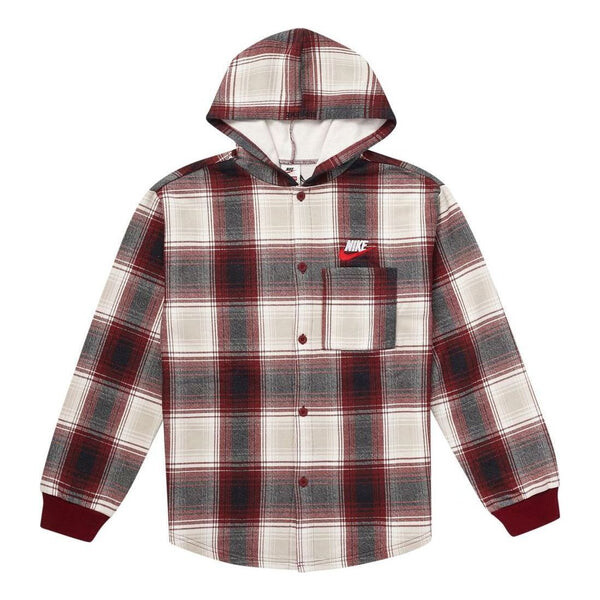 

Рубашка x nike plaid hooded sweatshirt 'burgundy' Supreme, бургундия