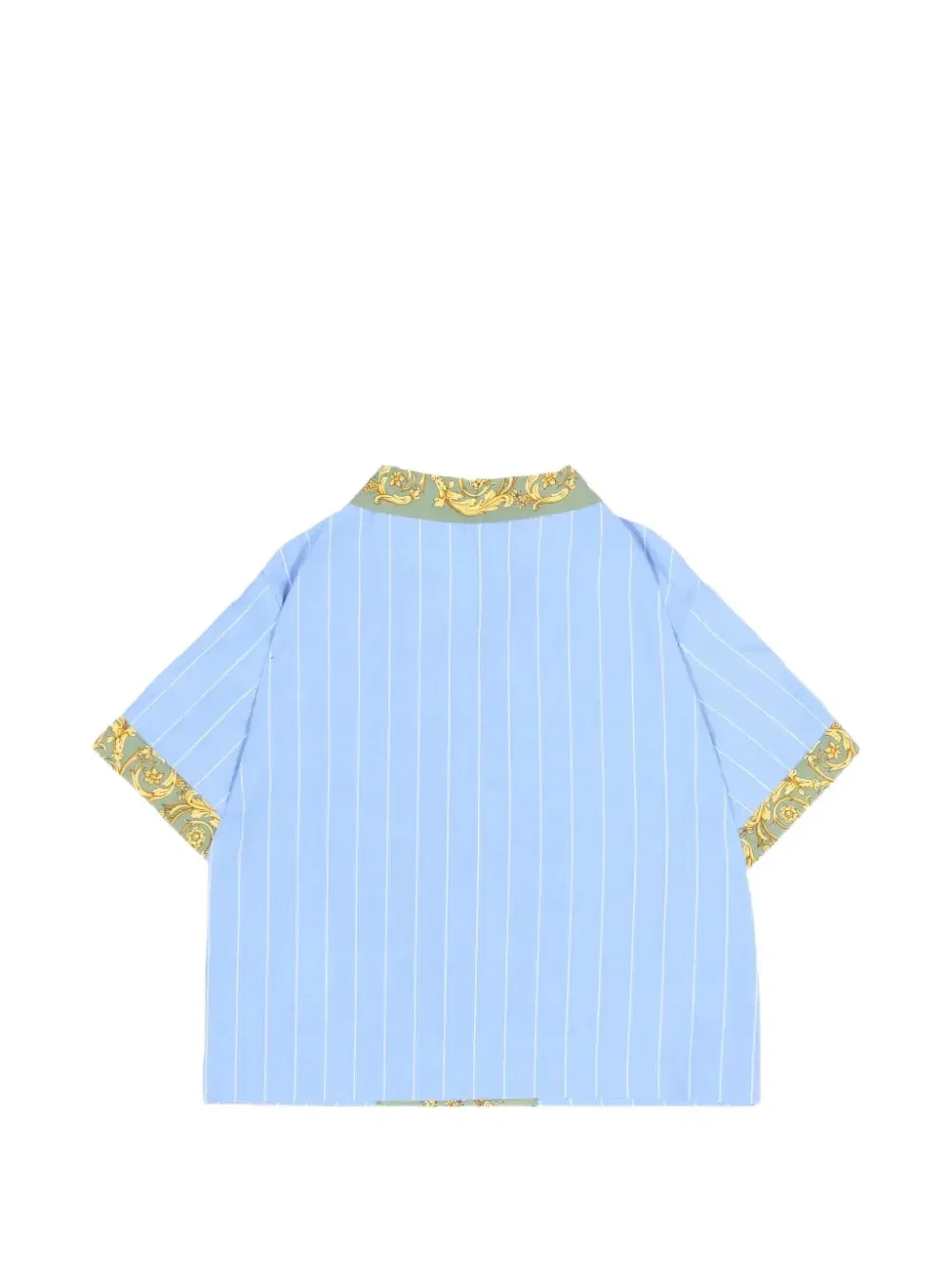 Рубашка в полоску с принтом диких кошек Versace Kids, синий — фото 2