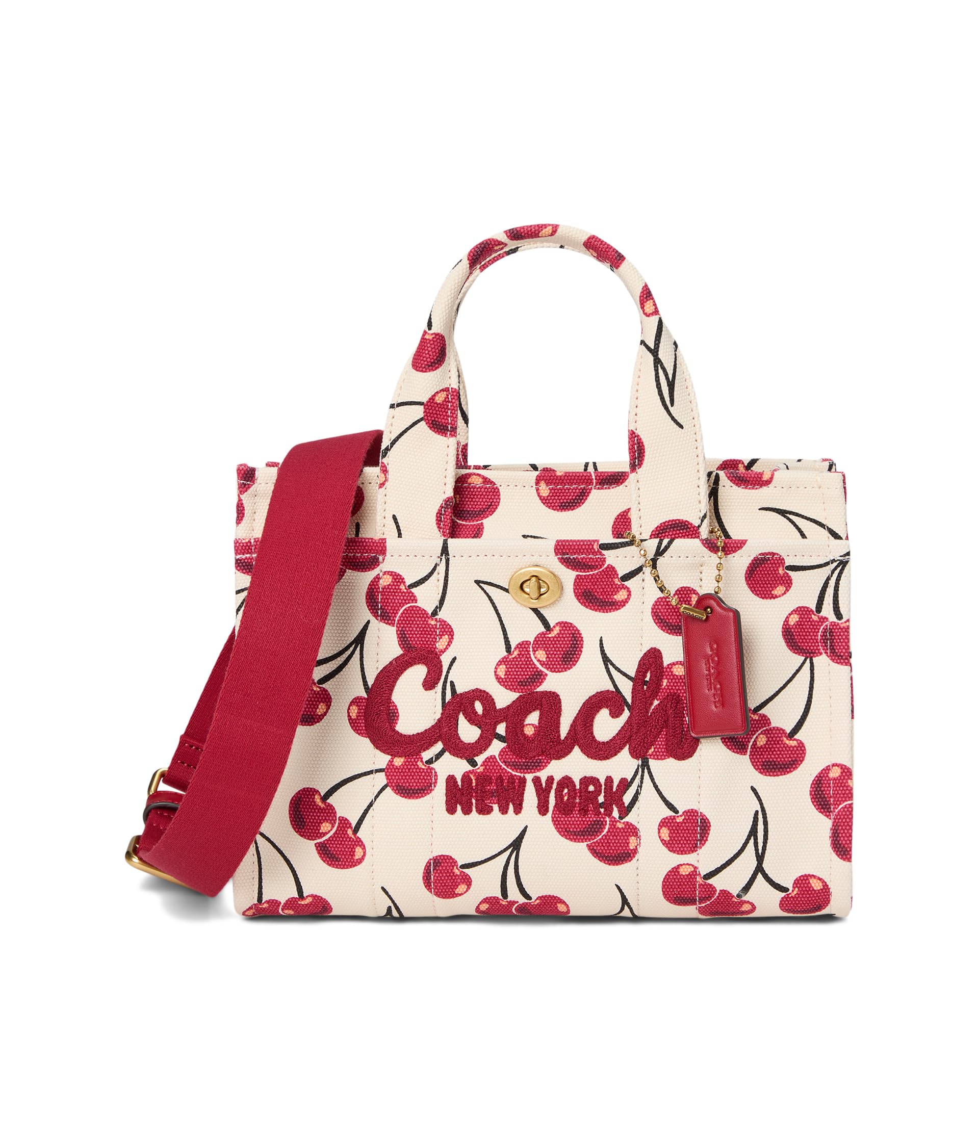 

Сумка-тоут COACH Cargo Tote Bag 26 with Cherry Print, цвет Chalk Multi