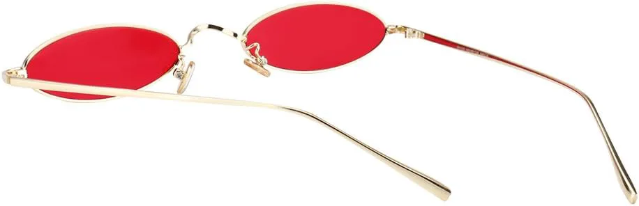 

Винтажные солнцезащитные очки MEETSUN 90-х годов, маленькие овальные, для женщин и мужчин, в металлической оправе, дизайнерские готические очки, C40-gold-red