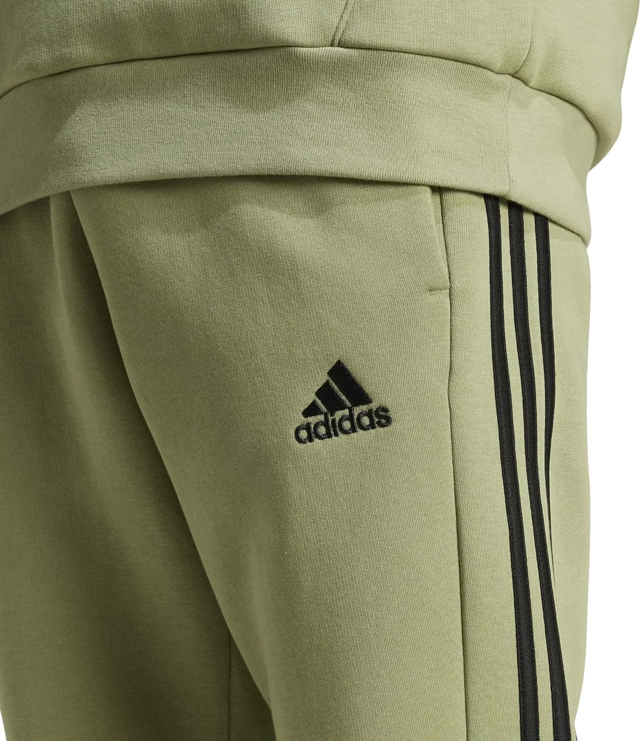 Мужские спортивные брюки Adidas Essentials из флиса в полоску, тренировочные, повседневные - синие — фото 3