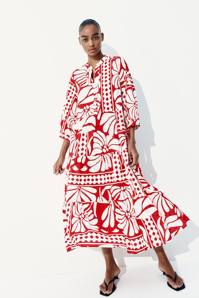 

Многоярусное платье миди H&M, мультиколор