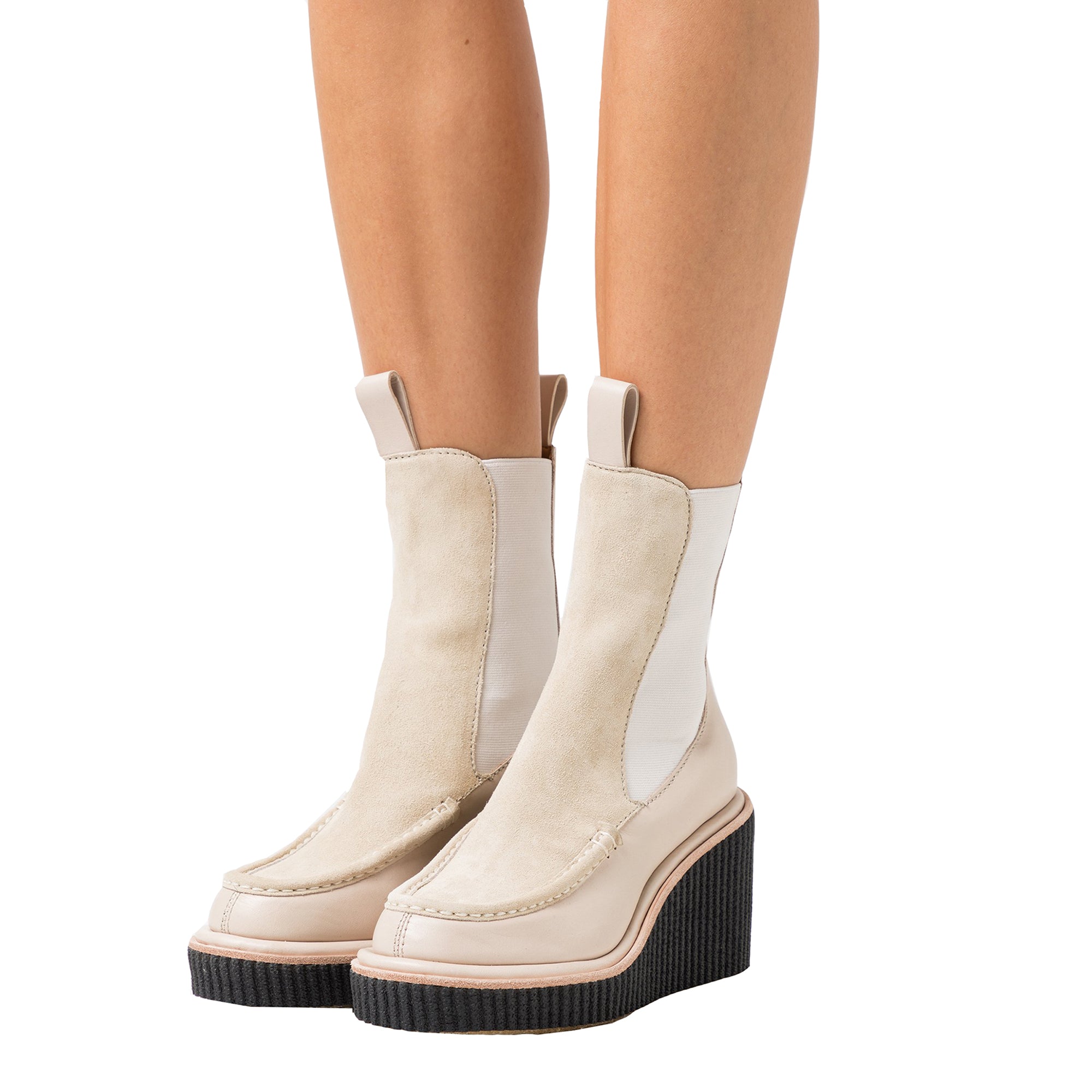 Женские ботинки челси Sloane из замши и кожи Rag & Bone, бежевые, Paloma Wedge — фото 2