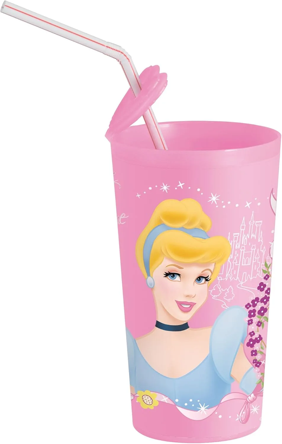 Joy Toy 734208 0,415 л Disney Princess стакан с трубочкой и чехлом Joytoy