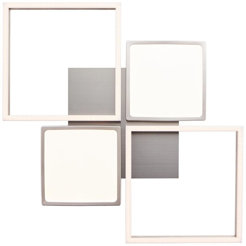 

Лампа Brilliant, потолочный светильник Zelia LED 51x51см, 4 лампы, анодированный никель, 1 встроенный светодиод, встроенный светодиод 40 Вт, (4270 лм, 3000 К), 3 уровня регулировки яркости с помощью настенного выключателя