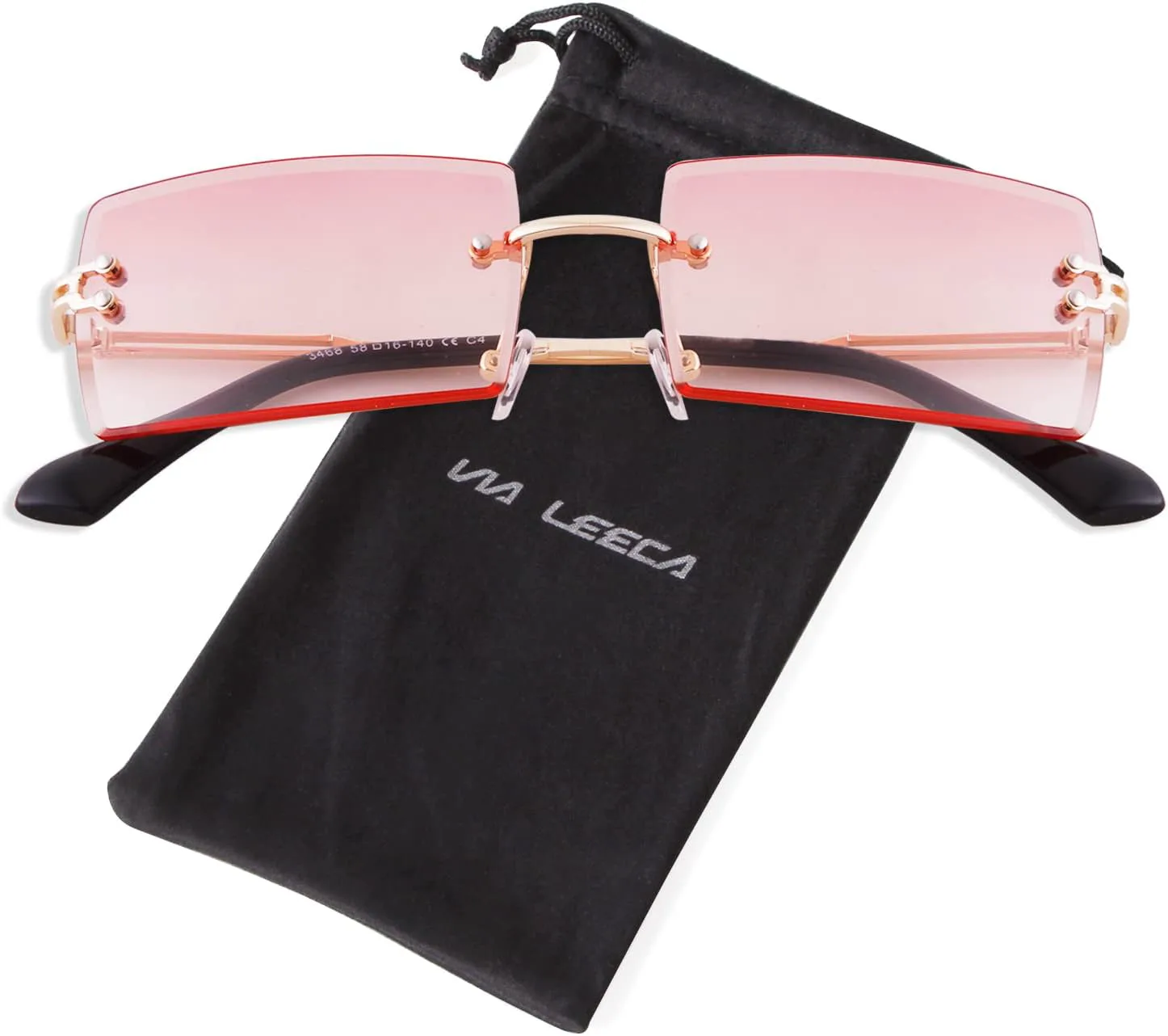 

Солнцезащитные очки VIA LEECA без оправы, прямоугольной формы, для женщин и мужчин, тонированные, без оправы, квадратной формы, винтажные, прозрачные, Pink