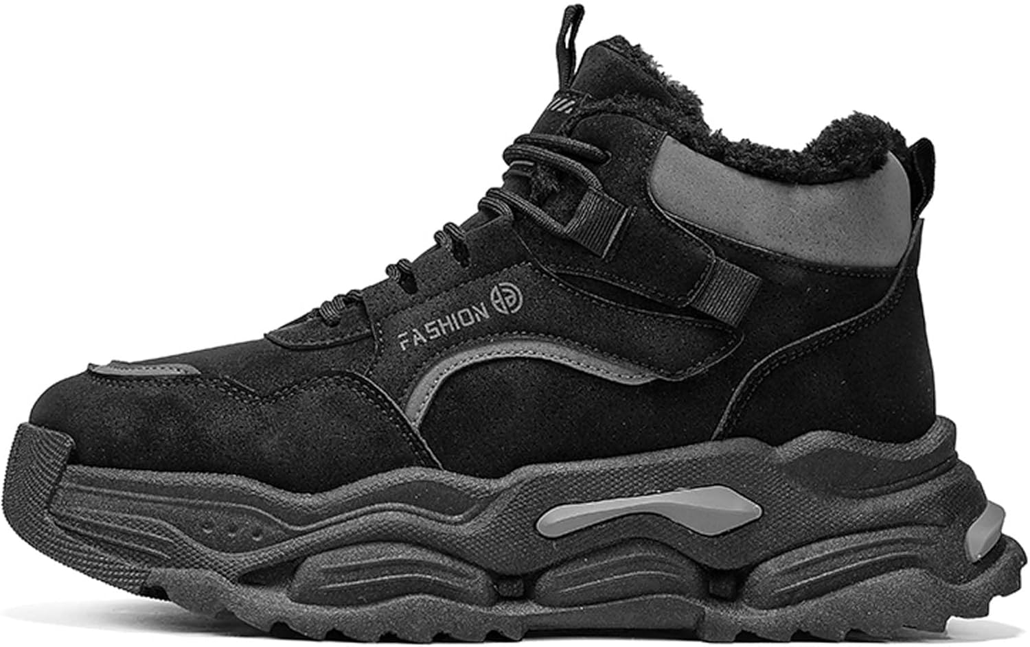 

Зимние высокие мужские теплые и легкие хлопковые кроссовки, противоскользящие повседневные кроссовки для пап Generic, черный