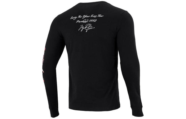 Толстовка Men's Nike Sleeve Side Flowers Logo Printing Round Neck Long Sleeves Black, черный — фото 2