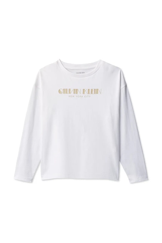 Детская хлопковая кофта с длинным рукавом Calvin Klein Jeans, белый — фото 2