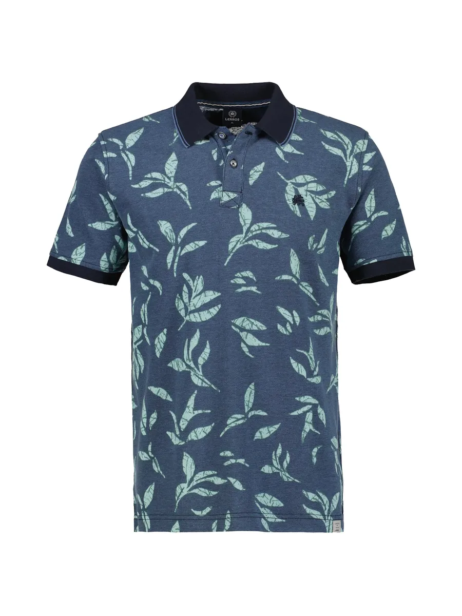 

Рубашка-поло LERROS "Рубашка-поло LERROS с цветочным принтом и контрастными деталями", синий