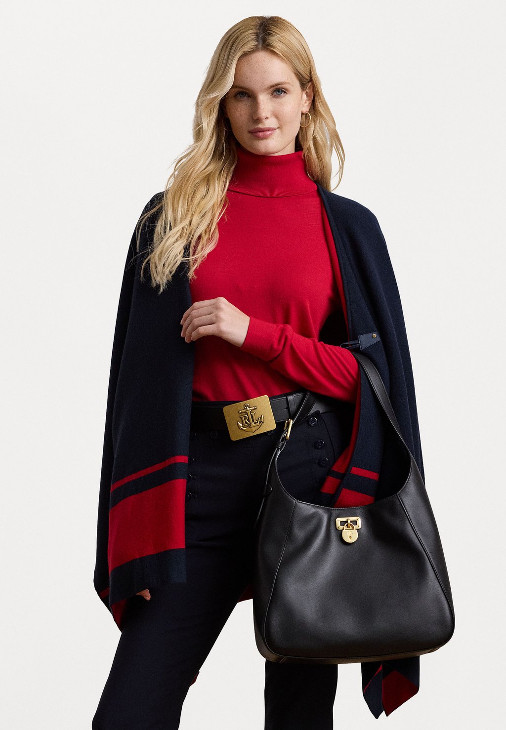 

Накидка INTARSIA KNIT TWO TONE PONCHO Lauren Ralph Lauren, темно-синий