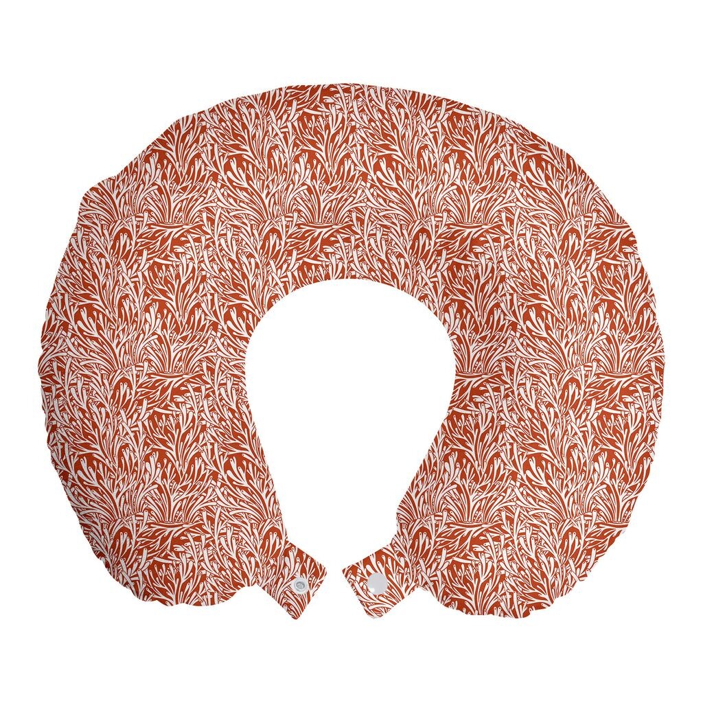 

ABAKUHAUS Summer Orange Дорожная подушка для шеи, ботанические водоросли, пенопластовые дорожные принадлежности для самолета и автомобиля, 30x30 см, ярко-оранжевый и белый