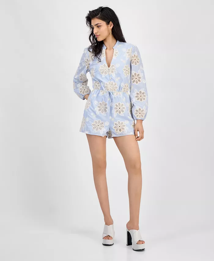 

Женский комбинезон Hazel с длинными рукавами и вышивкой GUESS, синий