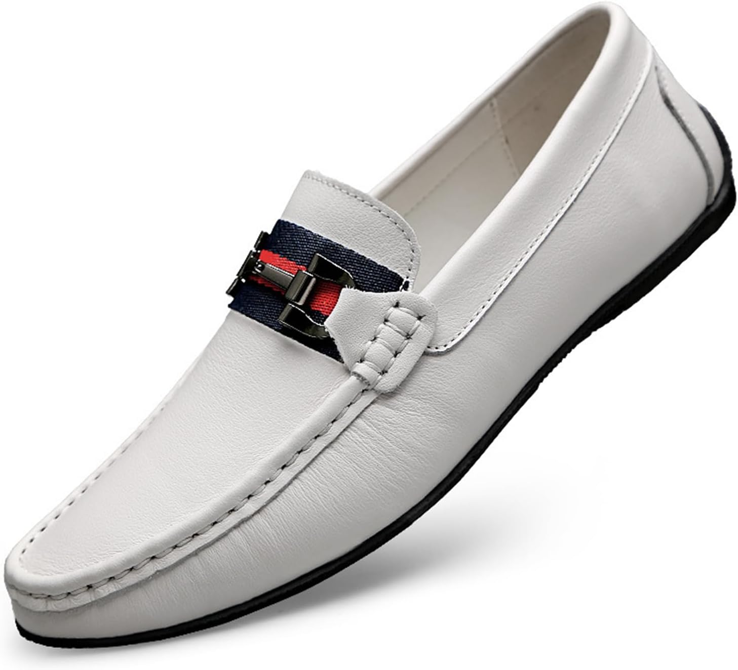 

Мужские кожаные лоферы Dacnakby черного цвета, мокасины-слипоны с контрастной строчкой, удобные легкие летние туфли