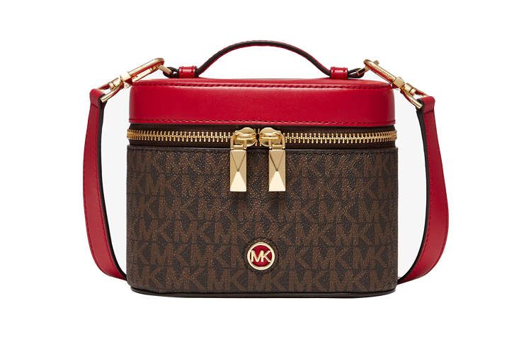 

MICHAEL KORS Сумка-ведро из искусственной кожи, сумка-коробка, сумка через плечо, сумка-труба, женская, темно-коричневая/темно-красная
