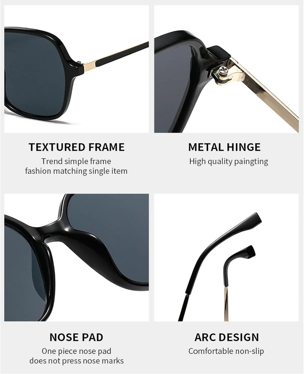 

Большие квадратные солнцезащитные очки для женщин и мужчин, черные, цвета шампанского, винтажные, модные, с защитой от УФ-излучения UV400 mincl, White Black