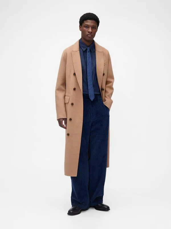 Классическое двубортное пальто gapstudio из шерстяной смеси для взрослых Gap, Camel — фото 2