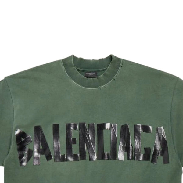 Футболка new tape type t-shirt medium fit 'dark green' Balenciaga, зеленый — фото 2
