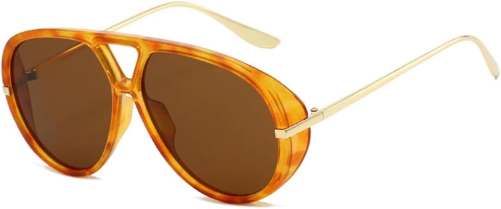 

Популярные модные солнцезащитные очки с двойной перемычкой для женщин, большие солнцезащитные очки в стиле ретро, ​​градиентные очки конфетных цветов, защита от УФ-излучения UV400, мужские очки в стиле панк UUPTTPL, Amber Tea