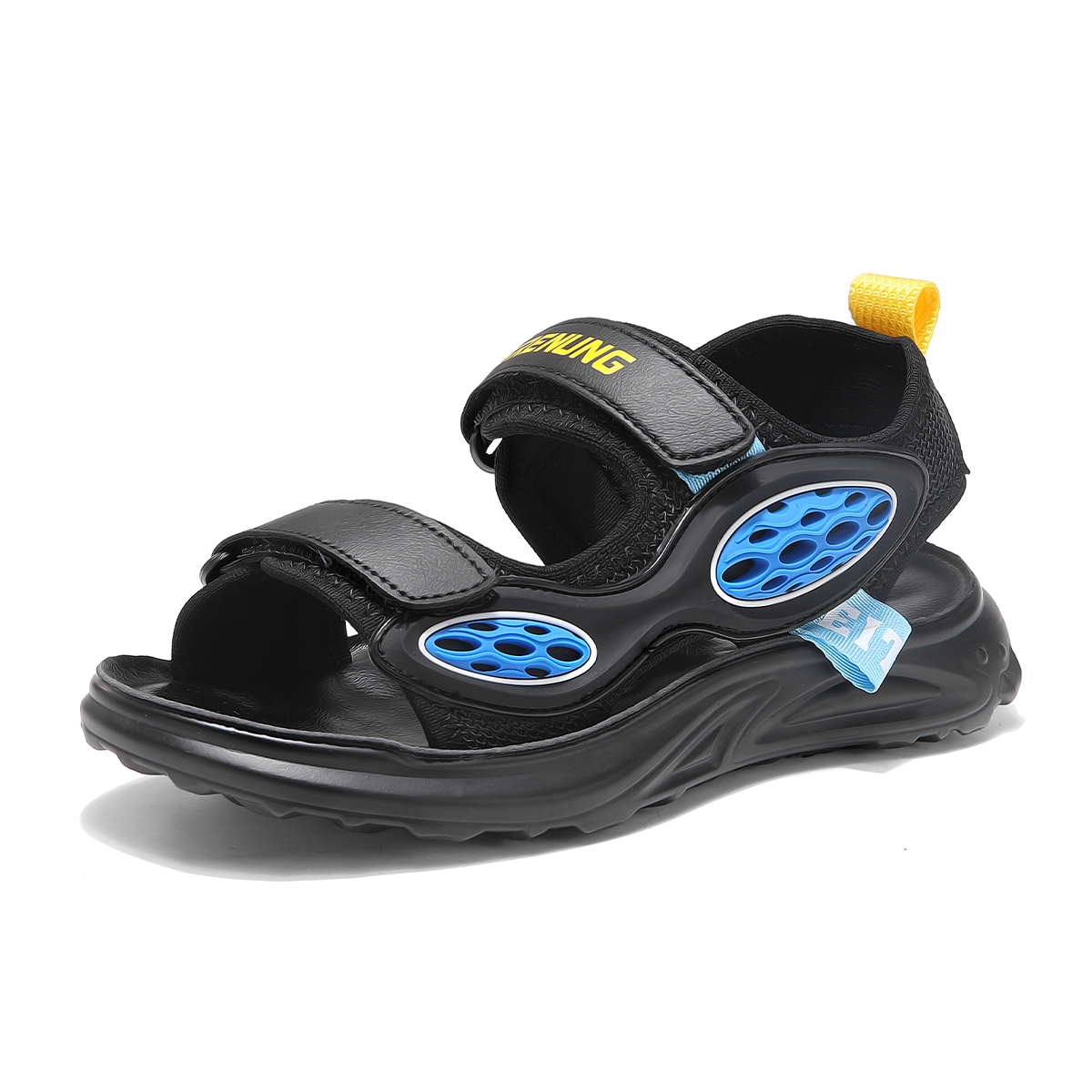 

Сандалии с низким верхом, отводящие влагу, устойчивые к истиранию, дышащие, быстросохнущие, тихие Peter pan, черный/синий